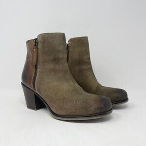 Roan by Bed Stu Lina Tan Suede Ankle‎ Boot Womens 7.5 Tan Suede Leather 3” Heel